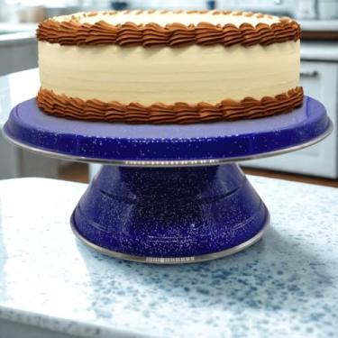 Imagem de Suporte Bailarina para Bolo Nº 30 Azul – Base Giratória Profissional para Decoração de Bolos e Confeitaria