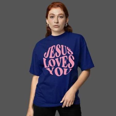 Imagem de Camiseta Oversized Feminina Estampa Evangelica Jesus Cristo Yeshua Leã