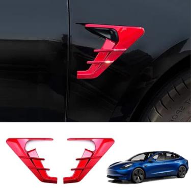 Imagem de YHCDSEA Capa de proteção indicadora de câmera lateral Tesla Model 3 HW4.0 2025 2024 Acessórios de decoração adequados para Tesla Model 3 com HW4.0 (vermelho)