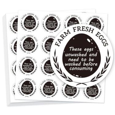 Imagem de GOMAKERER 320 etiquetas de caixa de ovos, adesivos redondos de ovos frescos de fazenda, adesivos de PET para embalagem de ovos para caixa de recipiente, suprimentos agrícolas, 50,8 mm