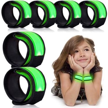 Imagem de esonstyle 6 peças de pulseiras brilhantes de LED, pulseiras de segurança noturna para crianças - lembrancinhas de festa que brilham no escuro para Halloween, Natal, shows, festivais, esportes