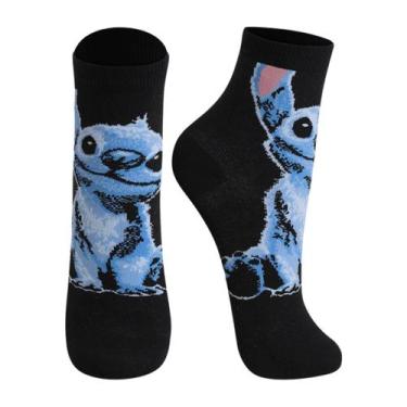 Imagem de Meia Infantil Juvenil Disney Stitch e Angel Lupo, 30-36, 9990, Preto