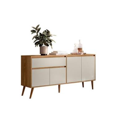 Imagem de Aparador Buffet Madeira 4 Portas Sala Ravi Nature Off White Peternella