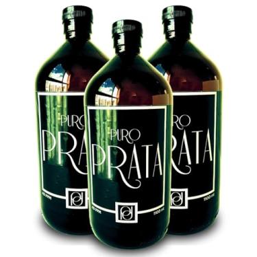 Imagem de Puro Prata Água de Prata 99,9% Pureza 3 Litros (3300ml) Coloidal 40ppm Compre 2 Cortesia 1! Vidro
