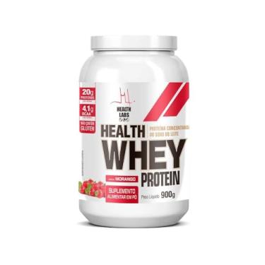 Imagem de Whey Protein, Sabor Morango, 900g, 20g Proteína por Porção, 4.1g BCAA, Sem Glúten Health Labs