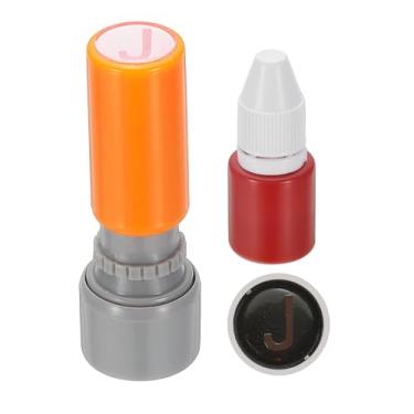 Imagem de PATIKIL Carimbos de letras, autotinta, alfabeto, letra J, professor, tinta vermelha para caderno de aula, scrapbook, artesanato, laranja