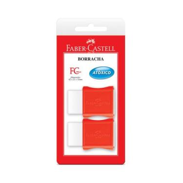 Imagem de Borracha Faber-Castell Max Branca Capa Plástica Vermelha com 2 Unidade
