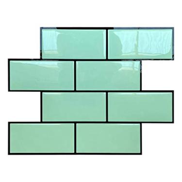 Imagem de Pastilha Adesiva Resinada Metro, Verde Menta/Rejunte Preto, Cromo Sign