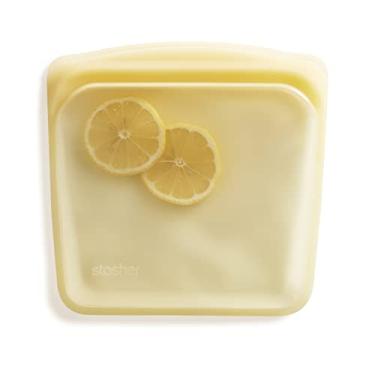 Imagem de Stasher Bolsa de armazenamento reutilizável de silicone de platina para alimentos, arco-íris amarelo (sanduíche) | Reduz plástico de uso único | Cozinhe, armazene, Sous Vide, ou congele | À prova de vazamento, lavável na máquina de lavar louça, ecológica | 425 g