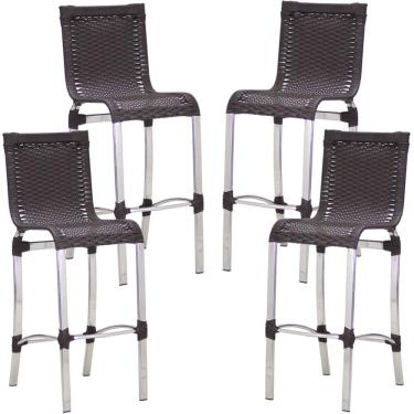 Imagem de 4 Banquetas Alta Haiti em Alumínio para Cozinha Bar Edícula