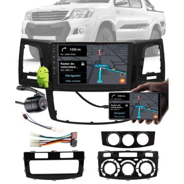 Imagem de Multimídia 9" Polegadas Android Toyota Hilux 2014 e 2015 + Câmera Ré + Moldura + Chicote + Adaptador de Antena