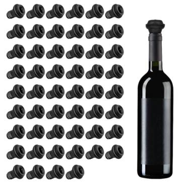 Imagem de TANEMUDO 52 Peças De Rolha Vinho, Bomba Vácuo, Seladora Silicone, Rolhas Garrafa Reutilizáveis Para Garrafas, Utensílios Cozinha Vidro (Preto)