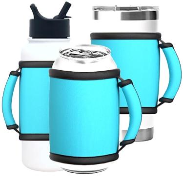 Imagem de TahoeBay Alça Universal Para Copos (Pacote Com 3) Garrafas De Água, Latas E Isoladores Refrigeradores - Neoprene Bebida Compatível Yeti, Brümate Hydro Flask (Azul-Marinho)