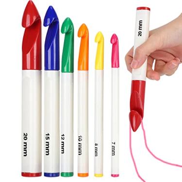 Imagem de 6pcs Handelim Ergonômico Ganchos de crochê, Agulhas Grossas, Materiais de crochê de tricô, para Embarcações de Bricolage