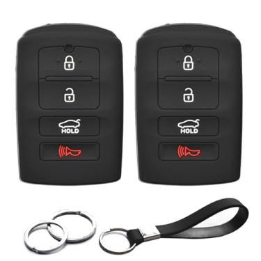 Imagem de Capa para chave INFIPAR 2 peças compatível com Kia Smart 4 botões de silicone FOB suporte remoto sem chave para Kia Cadenza K7 2015-2018 Kia K900 K9