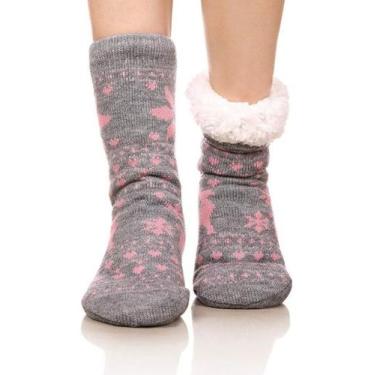 Imagem de Meia De Lã Pantufa Forrada Unissex Antiderrapante Confortável 1 Par Mo