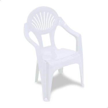 Imagem de Poltrona Infantil Plástica Branca Reforçada Empilhável para Crianças – Conforto e Segurança Home Gourmet