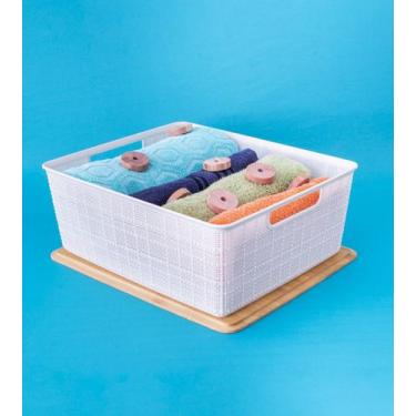 Imagem de Caixa Organizadora com Tampa de Bambu Branca 12L - Oikos