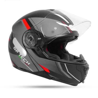 Imagem de Capacete Articulado Gp Tech A118 Sv Elite Preto/Cinza/Vermelho Fosco, 