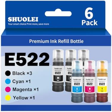 Imagem de 522 frascos de refil de tinta de substituição para Epson 522 refil de tinta para impressora Ecotank ET-2800 ET-4800 ET-2400 ET-2803 ET-2840 ET-2720 ET-4700 ET-4810 (3BK C M Y)
