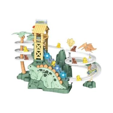 Imagem de Escorregador De Dinossauro Elétrico Infantil Com Pista Dupla, Escadas 