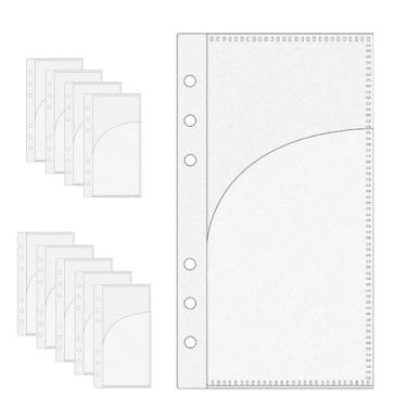 Imagem de NatSumeBasics 10 bolsos A6 para fichário, envelopes para dinheiro, transparentes, 2 camadas, bolsos inseridos para 6 anéis, acessórios organizadores de fichários (quebrados)
