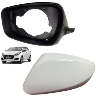 Imagem de Aro retrovisor e capa branco sem furo hb20 2012 a 19 esquerd - BLAWER