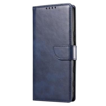 Imagem de LYJSMGZ Capa carteira para Sony Xperia 1 VII, capa de telefone com fecho magnético de couro liso flip suporte para cartão proteção contra choque capa interna, azul, Xperia 1 VII