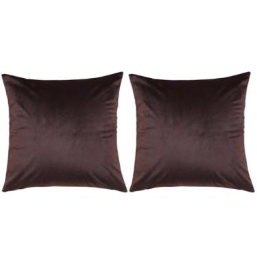 Imagem de Almofadas Coloridas 45x45cm em Suede com Enchimento (2, Marrom, Quadrado)