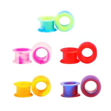 Imagem de Heuvipens 10 peças de tampão de ouvido de silicone espesso flexível de cores sortidas para alargador de orelha, piercing de lóbulo, 6 g - 2,5 cm, 13/16" (20mm), Metal, Sem Pedra Preciosa