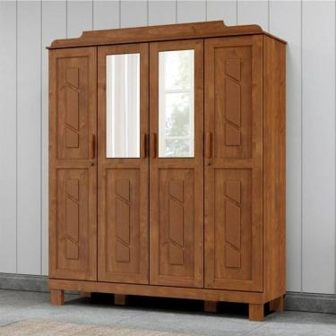 Imagem de Guarda Roupa Roupeiro 4 Portas com Espelho Linha Cobre 1272C Castanho Finestra
