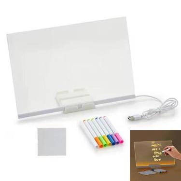 Imagem de Lousa Luminaria LED Caneta Quadro Desenho Recado Anotaçao Escrita Deco