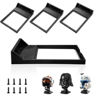 Imagem de 4 Pcs Black Wall Mount Display Stand Fits Lego Helmet, Wall Mount Display Shelf, Compatible with All Standard Lego Helmets, Boba Fett 75277/Tie Fighter Pilot 75274/Stormtrooper 75276