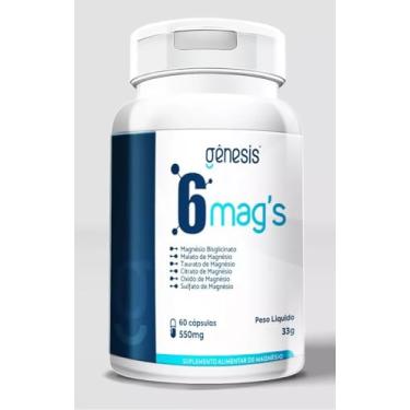 Imagem de Magnésio 6 Mags Gênesis (Magnésio, Citrato, bisglicinato, malato, taurato, óxido e sulfato) (5)