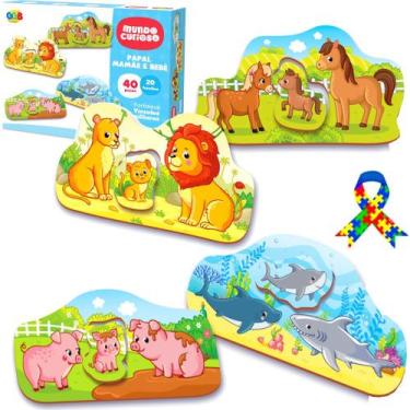 Imagem de Jogo Quebra Cabeça Animais 60 Peças Brinquedo Infantil - GGB Brinquedo