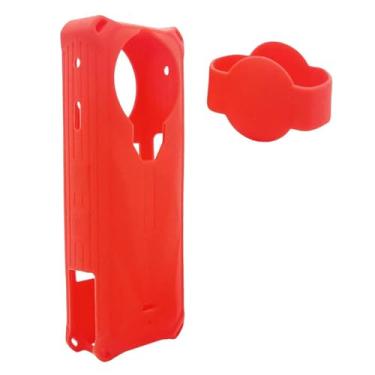 Imagem de SZZCNOX Capa protetora serve para câmera de ação panorâmica Insta360 X5, capa protetora de silicone com tampa de lente capa protetora completa para acessórios de câmera esportiva Insta360 X5 (vermelha