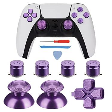 Imagem de Avericht Botões De Metal Abxy, Joysticks Direcionais Para Controle Ps5, Kit Substituição Ação E Analógico Alumínio (Roxo Metálico)