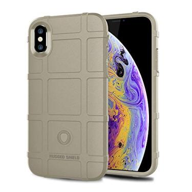 Imagem de LABILUS Capa para iPhone Xs, capa para iPhone X, (série Rugged Shield) TPU espesso sólido armadura tática capa protetora para iPhone Xs (5,8 polegadas), iPhone X (5,8 polegadas) - argila clara