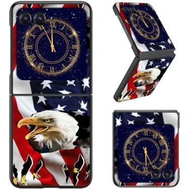 Imagem de RAUEDWDJS Capa para Motorola Razr 2025/2024, capa fina rígida de policarbonato capa flip de corpo inteiro robusta à prova de choque para Moto Razr 60/Razr 50, bandeira dos EUA águia
