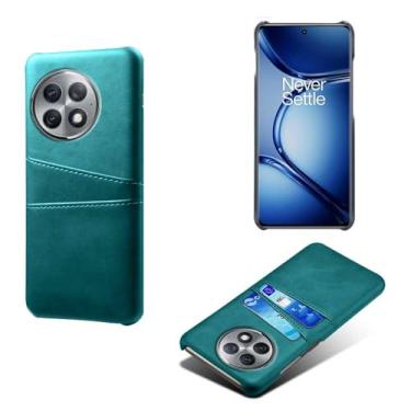 Imagem de Capas Compatível com Oneplus ACE 2 PRO,Caso de couro PU-Tampa de telefone a prova de choque com 2 slots de cartão,Proteção anti-impressão digital e anti-gota-Green