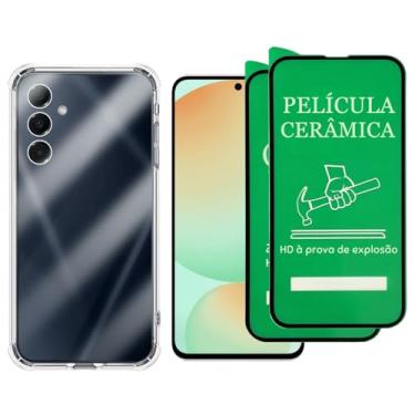 Imagem de Kit Capa Protetora Transparente Anti-Impacto para Samsung Galaxy S24 FE+ 2 Películas de Cerâmica, Capinha com Proteção de Câmera