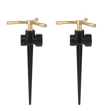 Imagem de lasuroa 2 un. Irrigadores Gramado Metal com Base Pontiaguda, Irrigador Jardim Giratório Automático 360 Graus com Bico Latão 3 Braços Acessório para Quintal Gramado Jardim Pátio Estufa