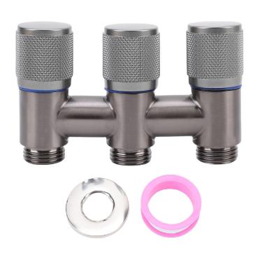 Imagem de Pssopp Distribuidor de água, Aço Inoxidável Adaptador de Torneira de 3 Vias para a Pia da Cozinha da Máquina de Lavar Banheiro Conector Multi Outlet (Gunmetal cinza)