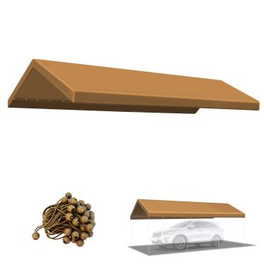 Imagem de BenefitUSA Dossel de cor Muliti atualizado SOMENTE 10'x20' Dossel de substituição para garagem tenda externa cobertura de abrigo de lona com elástico esférico (bronzeado)