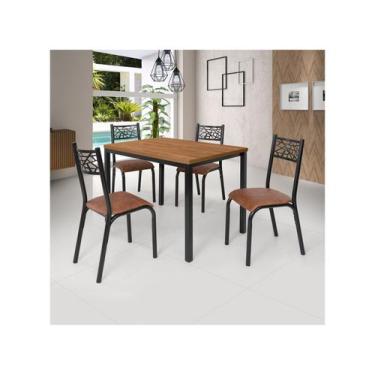 Imagem de Mesa de Jantar 4 Cadeiras Retangular Freijó e Caramelo Ciplafe Jade, F