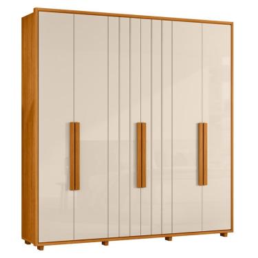 Imagem de Guarda Roupa Casal Portinari Ripado 6 Portas - Madetec Cinamomo/Off White