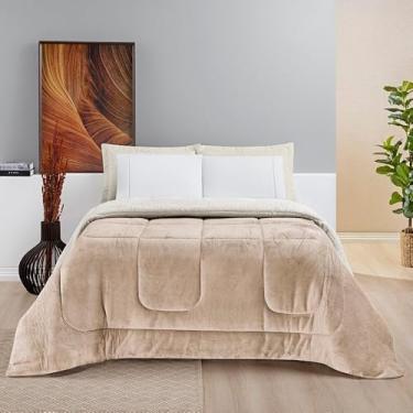 Imagem de Cobertor edredom grosso macio lã de ovelha sherpa coberdrom SOLTEIRO QUEEN e KING (Caqui, Queen)