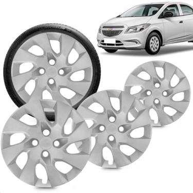 Imagem de Kit 4 Calotas Onix Prisma 14 A 16 Aro 14 4 Prata Cubo Baixo Grid