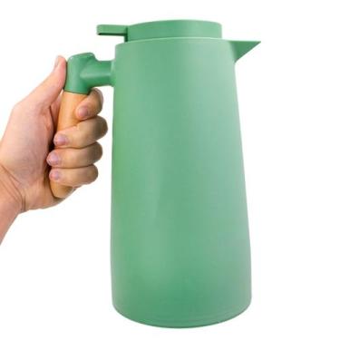 Imagem de Garrafa Termica Jarra Inox Cafe Cha 1 Litro Cabo Madeira Cor:Bege - sh