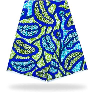 Imagem de Shenbolen Tecido africano 6 jardas Kente Cloth by The Yard Ankara Print Wax Fabrics 100% poliéster (Y)